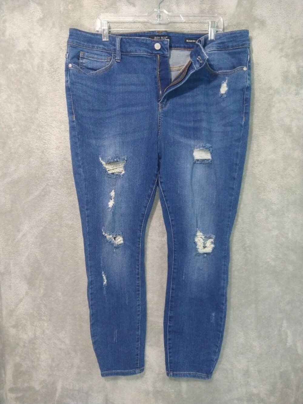 Judy Blue Jeans Womens 20W Denim Skinny Fit High Rise Stretch Distressed